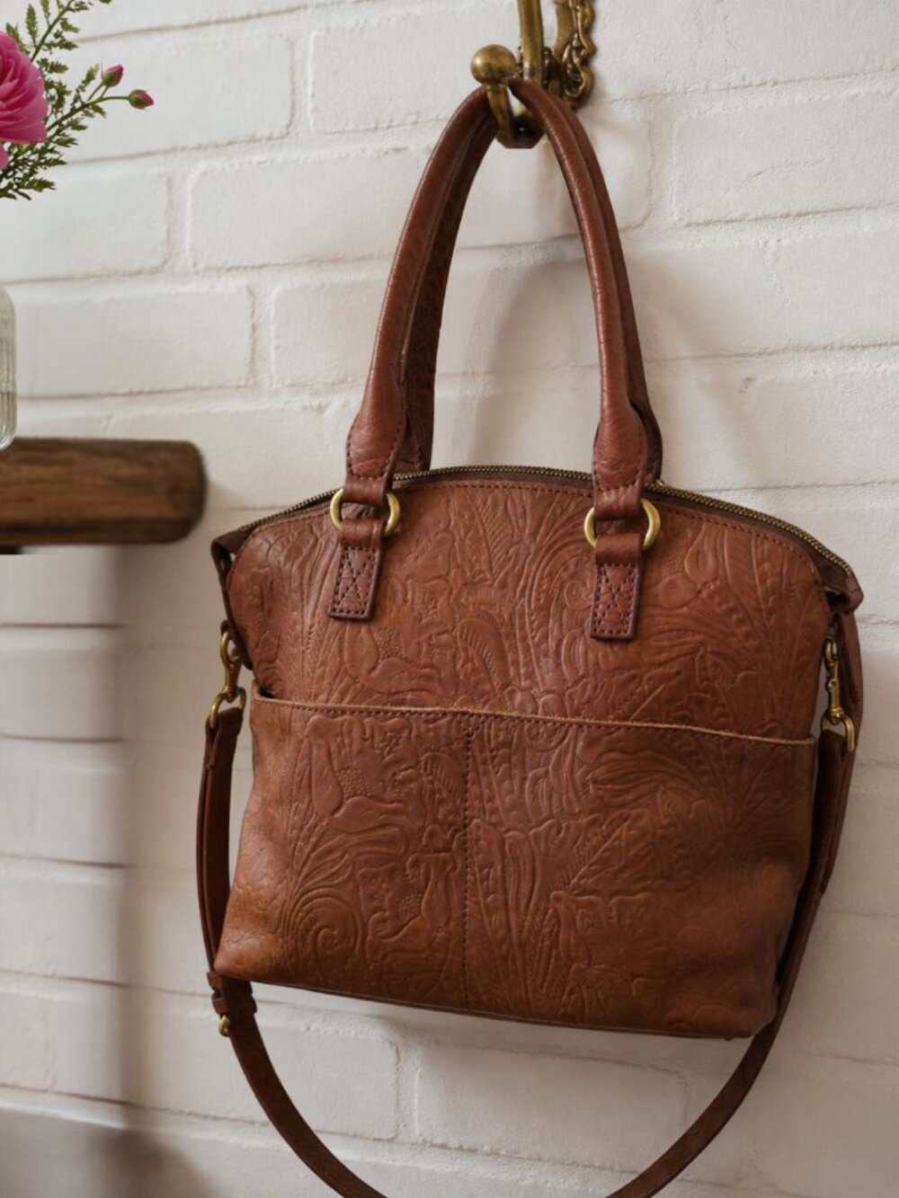 American Leather Co. Tooled Dome Satchel
